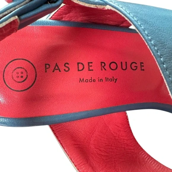 Pas de Rouge Blue and Pink Sandal Slingback Block Heels - Picture 9 of 10